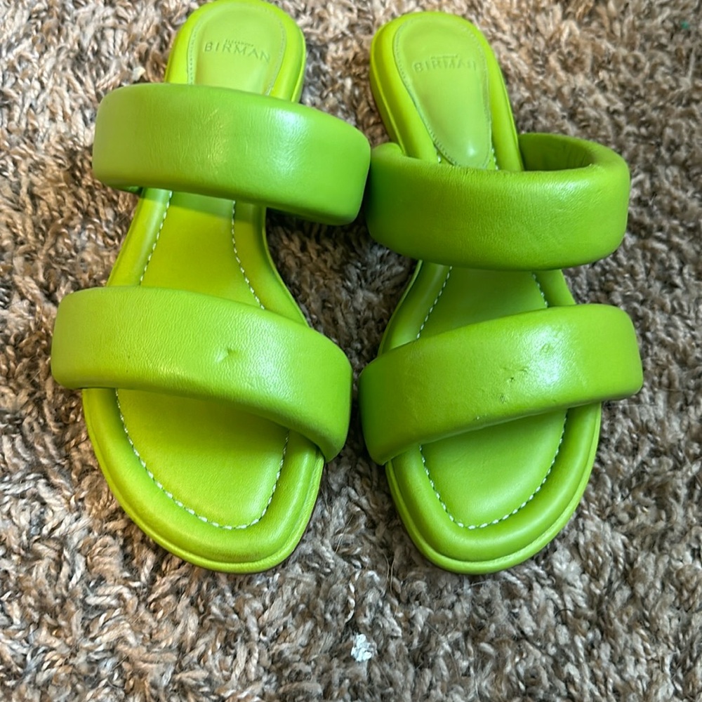 ALEXANDRE BIRMAN

WOMEN'S LILLA PADDED LEATHER SLIDES IN ALGAE